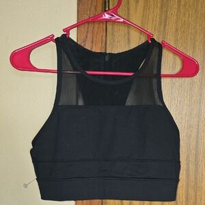 Elegant Black Mesh Sports Bra